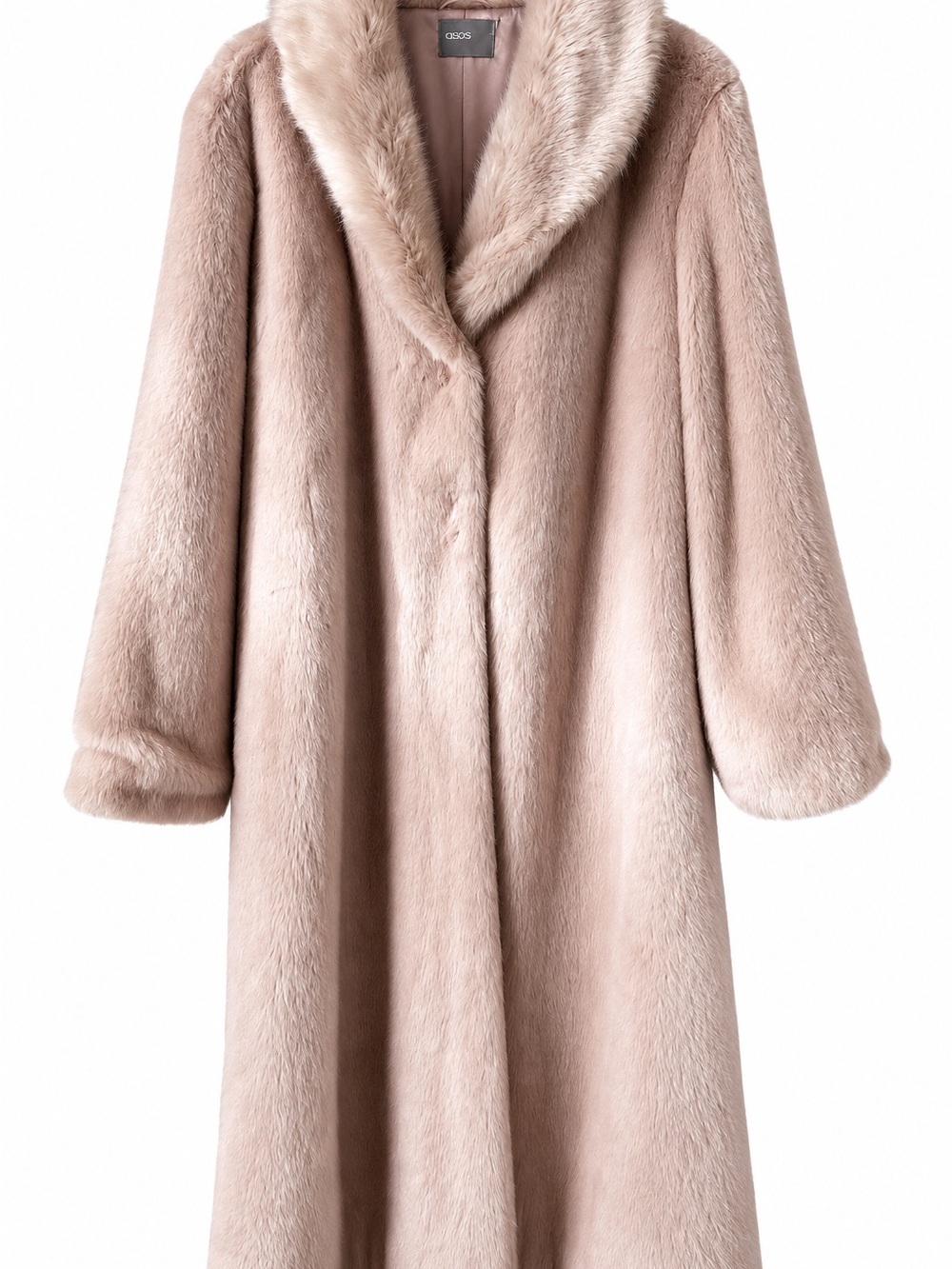 ASOS Faux Fur Long Coat in Dusty Rose